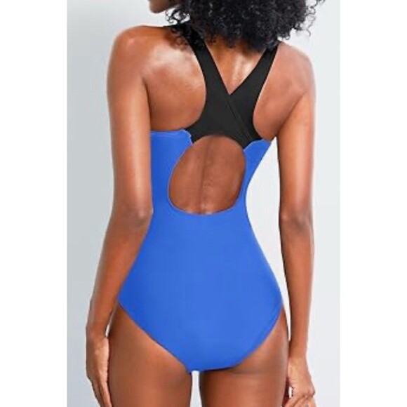 Women One Piece Swimsuit Athletic Racerback Swimwear Training Exercise Slimming - Picture 3 of 13